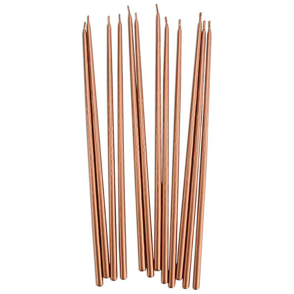 Rose Gold Metallic Tall Candles - 6 / Pk