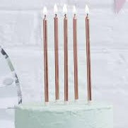 Rose Gold Metallic Tall Candles - 6 / Pk