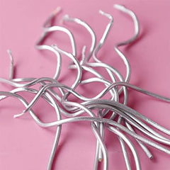 Twisty Curly Silver Metallic Tall Candles - 6 / Pk