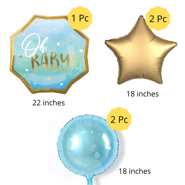 “Oh Baby!” Balloon Bouquet Blue – Pk / 5