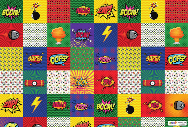 Superhero Gift Wrapping Paper with Name Tags – Pk / 40 pcs