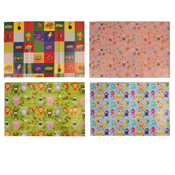Assorted Kids Design Gift Wrapping Paper with Name Tags – Pk / 40 pcs