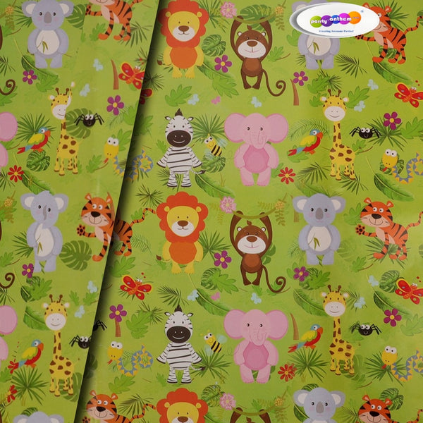 Jungle Animals Gift Wrapping Paper with Name Tags – Pk / 40 pcs