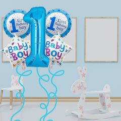 First Birthday Boy Blue Balloon Bouquet – Pk / 5