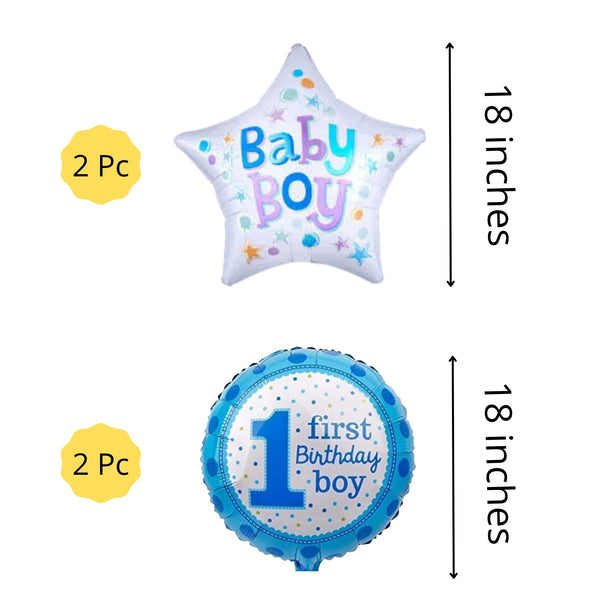 First Birthday Boy Blue Balloon Bouquet – Pk / 5