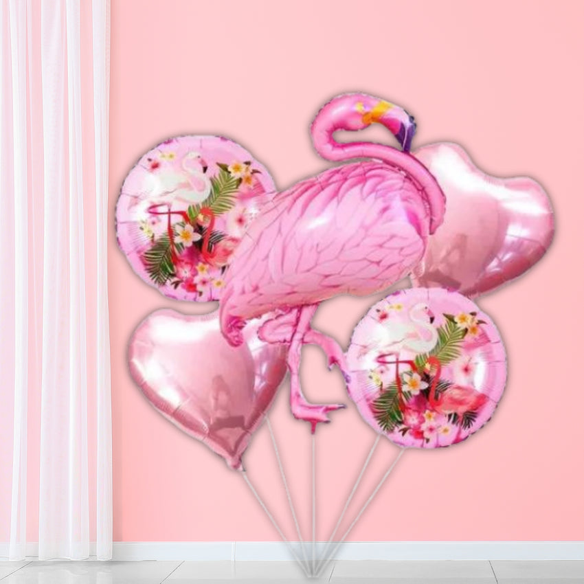 Tropical  flamingo Balloon Bouquet - Pk / 5