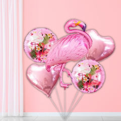 Tropical  flamingo Balloon Bouquet - Pk / 5