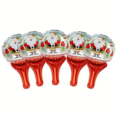 Merry Christmas Hand Held Balloons - 5/Pack