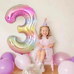 Giant number 3 Gradient Shaded Foil Balloon - 32 inches / 2.6 feet / 82 cm