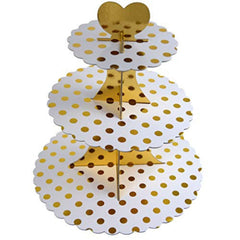 Gold Polka dots Foil Scalloped Cupcake stand - 3 tier