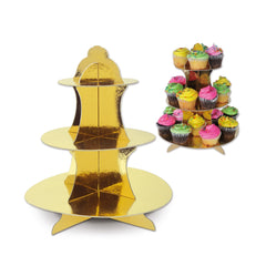 Gold Foil Scalloped Cupcake stand - 3 tier