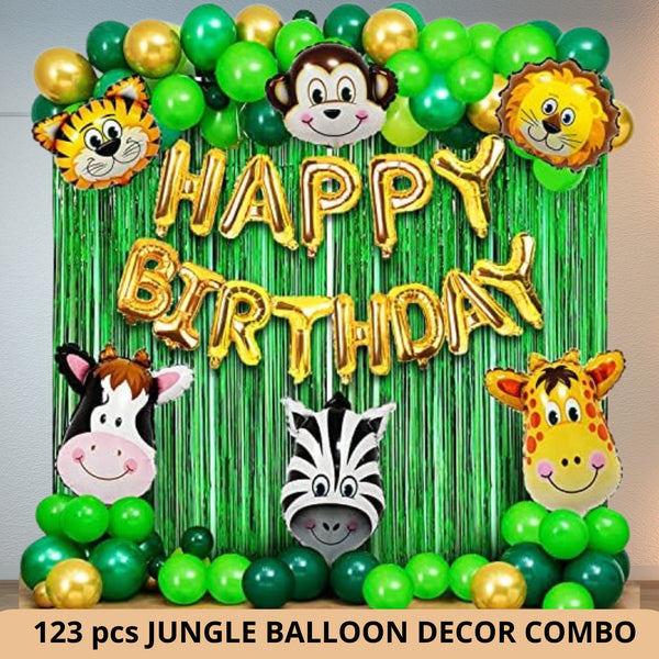 Jungle Animals Happy Birthday DIY Decor Combo Set - 123/Pk