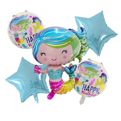 Mermaid Under the Sea Birthday Balloon Bouquet – Pk / 5