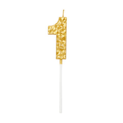 Textured Gold Numbered Candles - 1 / Pack