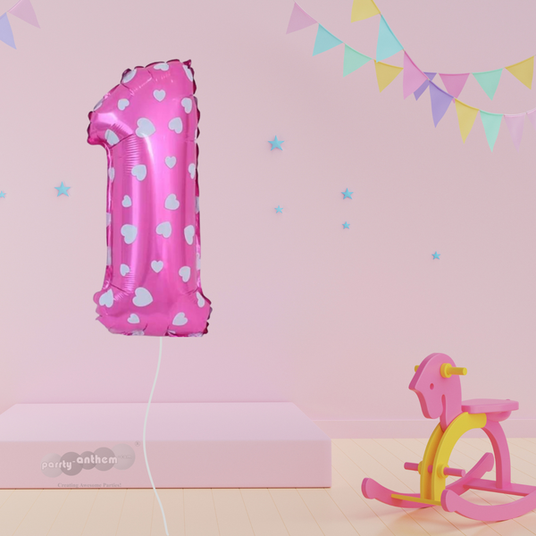 Giant First birthday Pink number 1 Balloon - 3 feet
