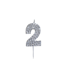 Textured Silver Numbered Candles - 1 / Pack