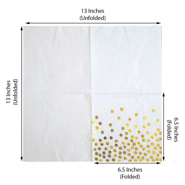 Gold Polka Dot Confetti  Foil Paper Napkins 2 ply - 40/pack
