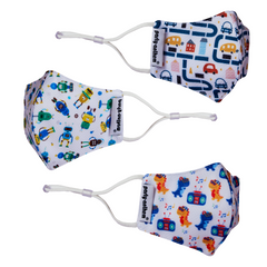 Smart Shield Face Masks for Boys- 3/pk with Complimentary 2x50 ml Germ Busters Hand Sanitizers