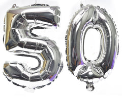 Silver Number Foil Balloon- 16 inches