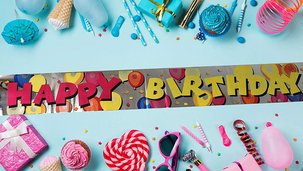 "Happy Birthday" Balloon Design Foil Banner