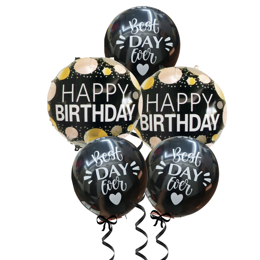 Happy Birthday Best day ever Foil Balloon Set - 5/Pk