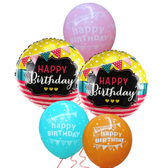 Happy Birthday Foil Balloon Set - 5/Pk
