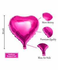 Hot Pink Heart Foil Balloon - 5/Pk