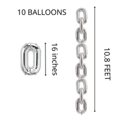Silver Chain Foil Balloons Garland - 10.8 Feet