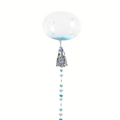 Helium Bobo Balloon with Confetti & Tassle Set - Blue