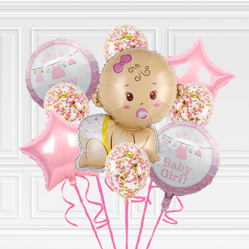 It's a Baby Girl Balloon Bouquet Pink – Pk / 9