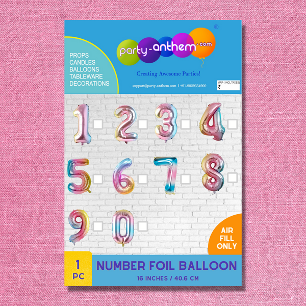 number foil balloon multicolour 