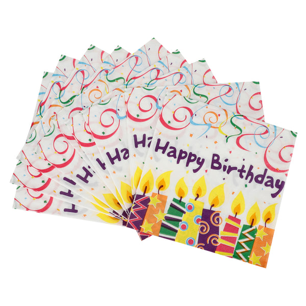 Happy Birthday candles print 2 ply Paper Napkins - Pk/40