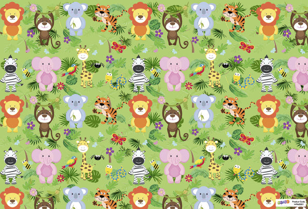 Jungle Animals Gift Wrapping Paper with Name Tags – Pk / 40 pcs