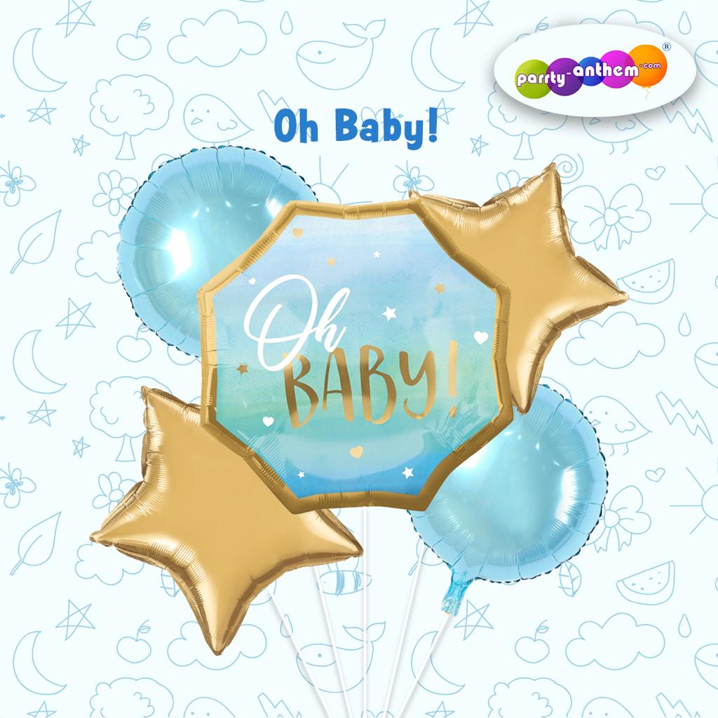 Oh Baby!” Balloon Bouquet Blue – Pk – - Main Image