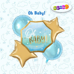“Oh Baby!” Balloon Bouquet Blue – Pk / 5