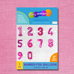 Hot Pink Number Foil Balloon- 16 inches