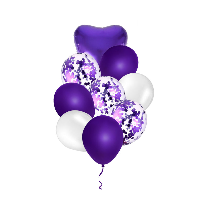 Purple Confetti Balloon Bouquet -  9/pack