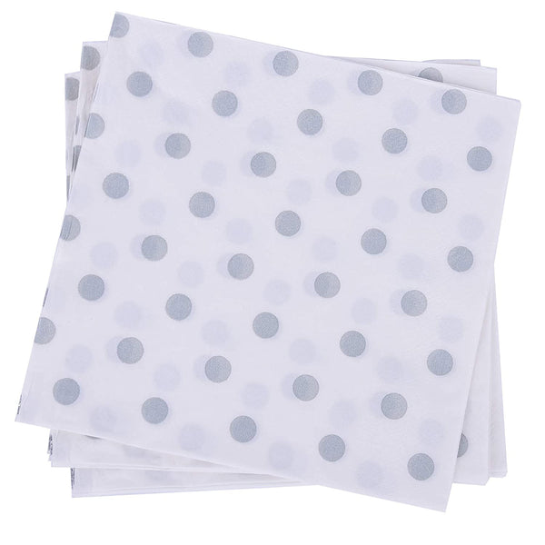 Silver polka Dots Paper Napkins - 40/ Pack