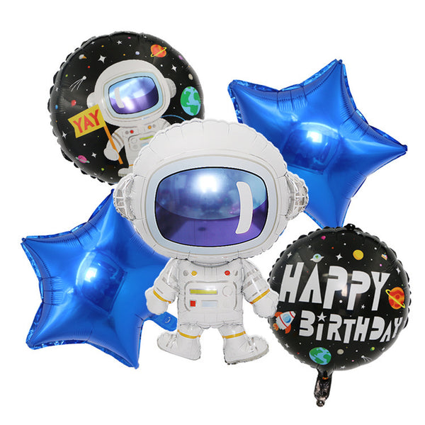 Space Astronaut Birthday Foil Balloons - Pk / 5
