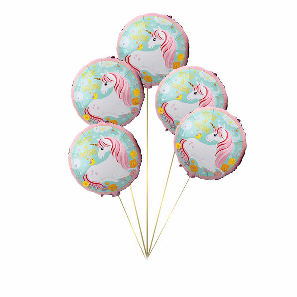 Unicorn Foil Balloon - Pk / 5